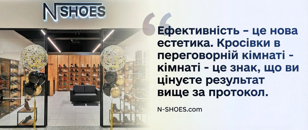 Ефективність - це нова естетика. Кросівки в переговорній кімнаті -кімнаті - це знак, що ви цінуєте результат вище за протокол. N-SHOES.com